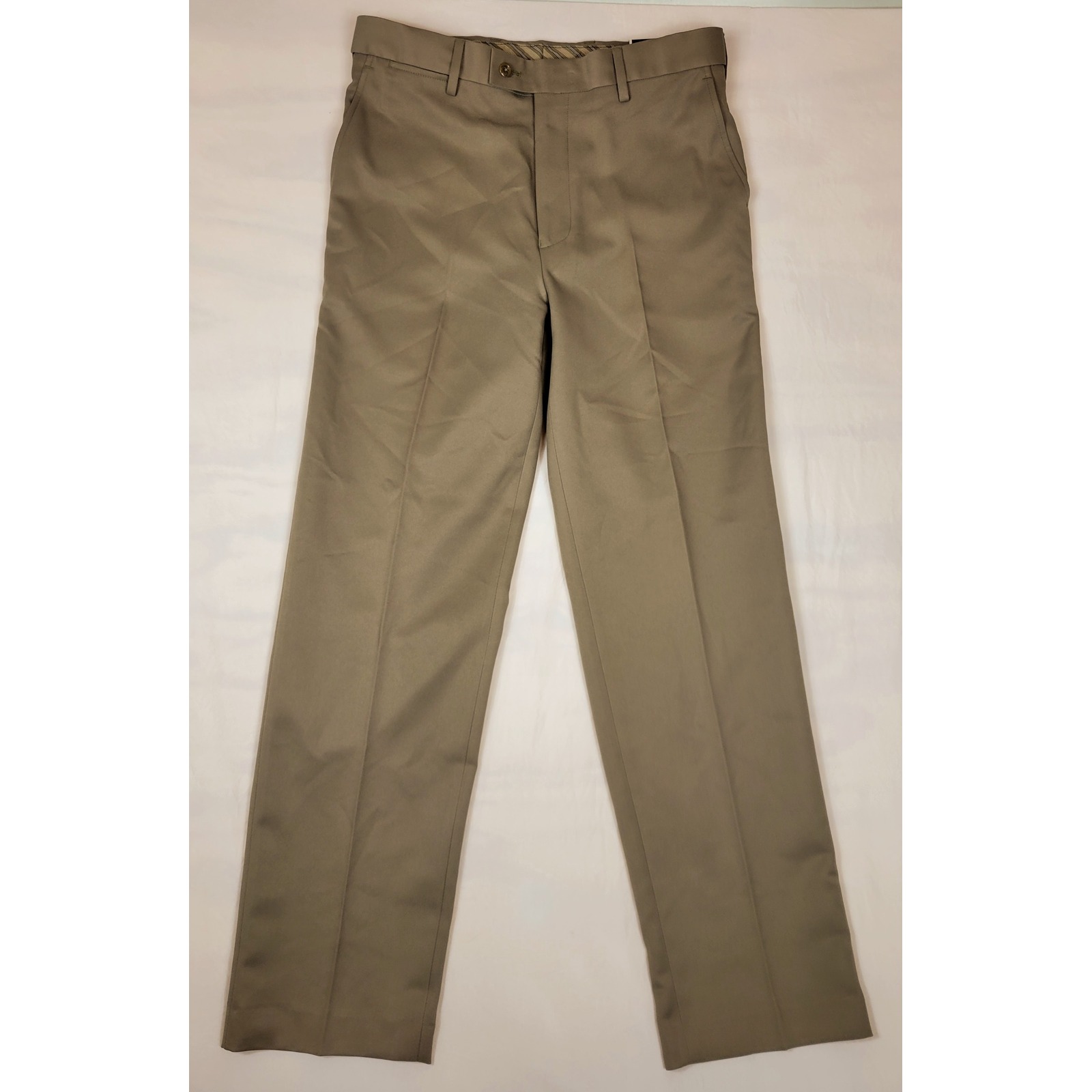 Saddlebred Mens Comfort Waist Straight Fit Dress Pants 34x32 Taupe 9217-1005 Nwt